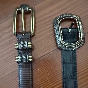 Brighton Brown and Black Belts with Gold Buckles